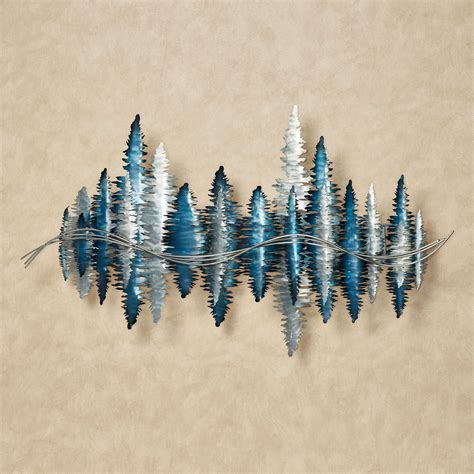Echoes Blue And Silver Abstract Metal Wall Sculpture By Jasonw Studios