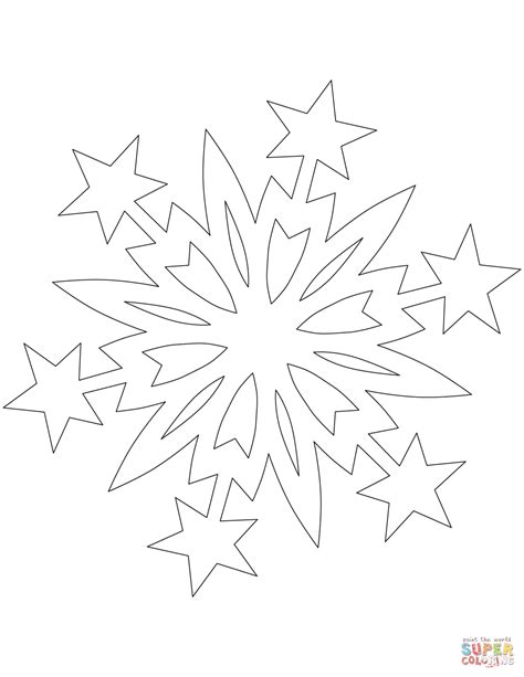 Snowflake Pattern with Christmas Stars coloring page | Free Printable