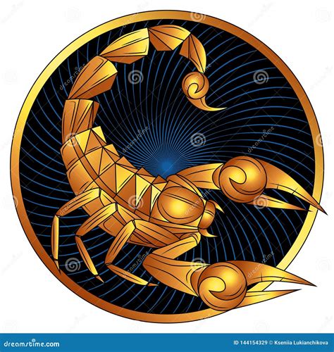 Scorpio Golden Zodiac Sign Vector Horoscope Symbol Vektor