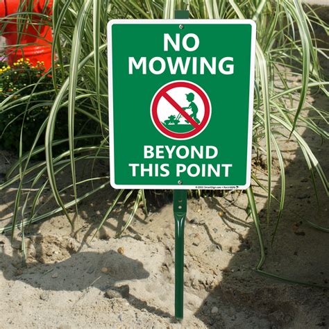 No Mowing Beyond This Point Sign And Stake Kit For Lawn Sku K 0310