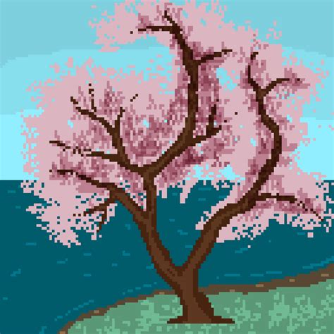 Oc Cc Newbie First Piece Of Pixel Art Cherry Tree Rpixelart