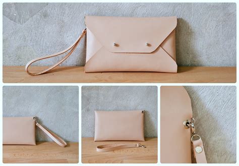 Nude Leather Clutch Bag Nude Envelope Clutch Available Etsy