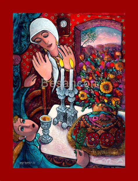 Shabbat Candels Oil And Canvas Rabbi Yitzchak Besancon Painting Wood