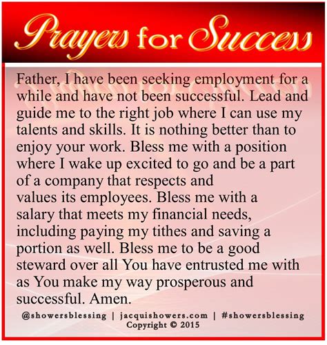 Miracle prayer for a job. PRAYER FOR SUCCESS Jan 19 | Respect, Amen and Father