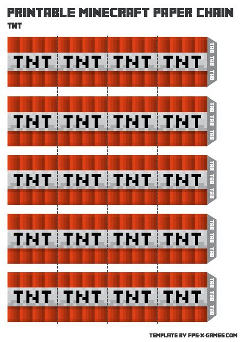 Build everything from the tracks and cart to the tnt boxes you'll need to make your escape. Papercraft Printable Paper Chain Template - TNT | Minecraft party food, Minecraft birthday party ...
