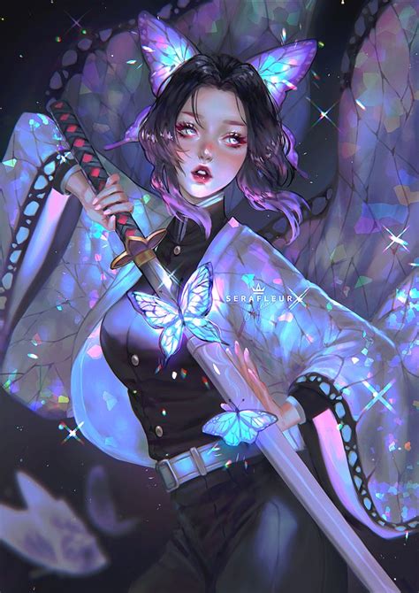 Demon Slayer Shinobu Demon Kochou Shinobu Kimetsu No Yaiba Artwork Fan