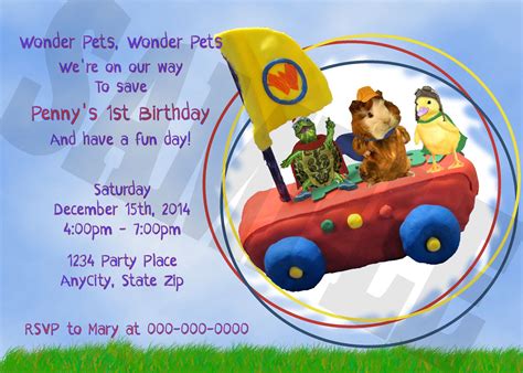 Custom Wonder Pets Printable Party Invitation Birthday Etsy