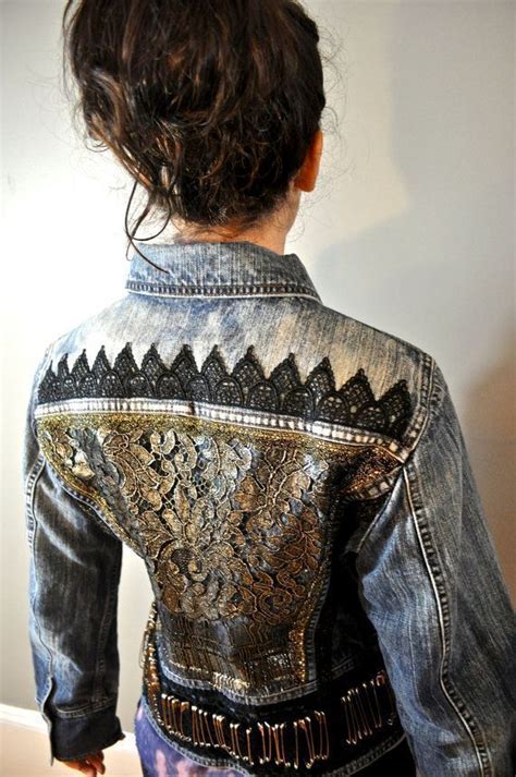 jeansjacke upcycled diy still upcycled fashion denim and lace diy denim jacket