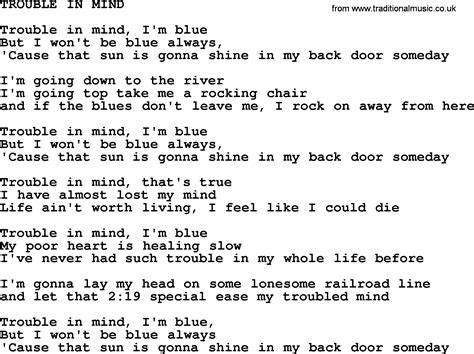 Johnny Cash Song Trouble In Mind Lyrics