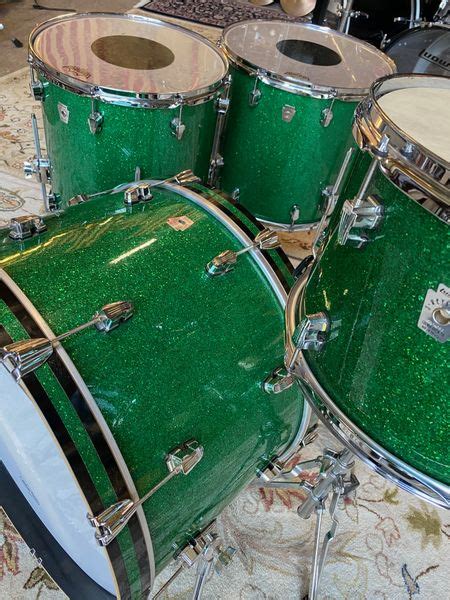 Ludwig Keystone Series Green Sparkle 4pc Drum Set Year 2012 Vg Exc