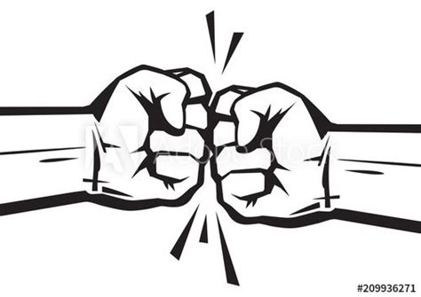 two clenched fists bumping together fist bump hand drawn vector illustrations vector