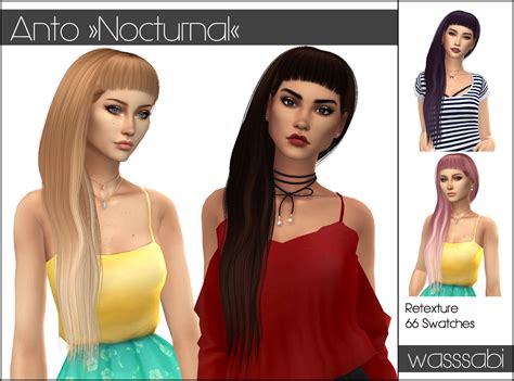 Wasssabi Sims Anto`s Nocturnal Hair Recolored Sims 4 Hairs