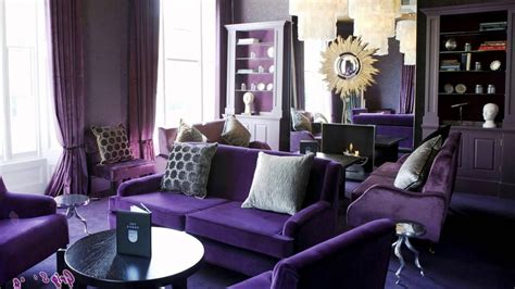 Purple Living Room With Art Deco Interiors Concept Ideas