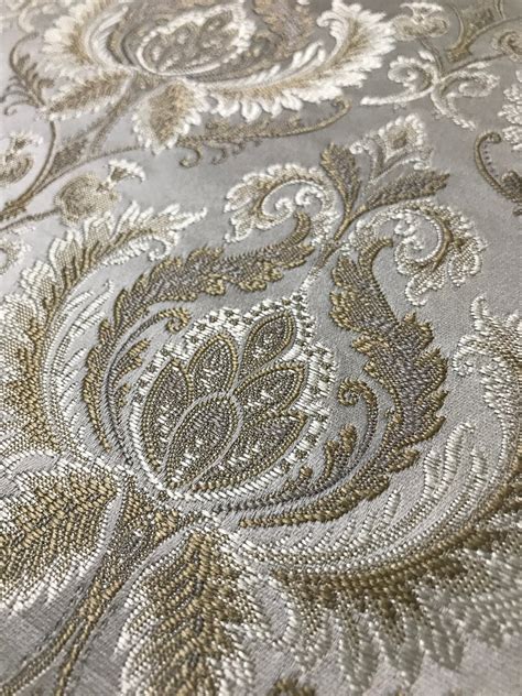 Luxurious Jacquard Material Gold Color Damask Design Fabric Etsy