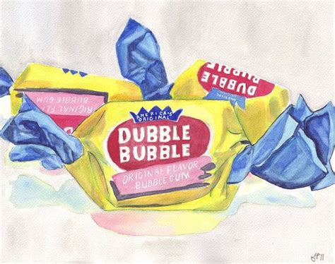 Bubble Gum Watercolor Painting Illustration Art Dubble Bubble Etsy