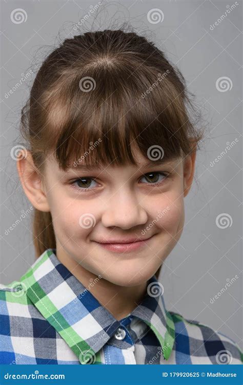 portrait of a cute ten year old girl european appearance close up stock image image of