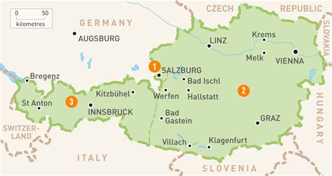 Map Of Austria Austria Regions Innsbruck Salzburg Austria Map