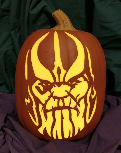 Marvel Thanos Carved Foam Permanent Pumpkin Etsy
