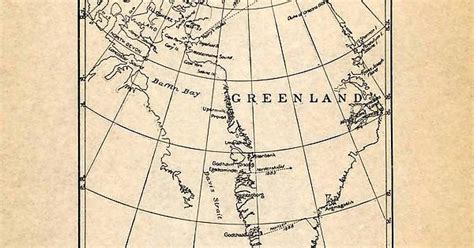 1906 Lithograph Of Greenland Including Paths Of Various Arctic