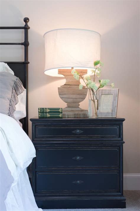 Black Master Bedroom Nightstand With Wood Table Lamp Hgtv