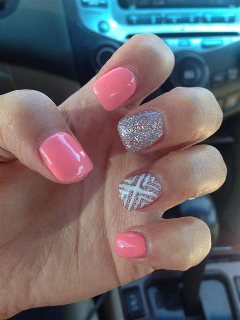 Summer cute nail designs for 12 year olds. Cute silver peach white acrylic nail design | Simple ...