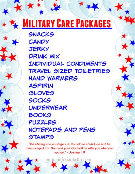 Printable Military Care Package List And T Ideas