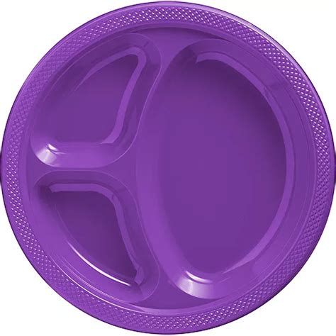 Purple Plastic Divided Dinner Plates 20ct Party City