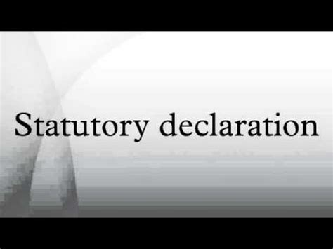 It is typically used to allow an individual to declare something in a form of written consent as a piece of evidence in order to meet some legal regulation. Statutory declaration - YouTube