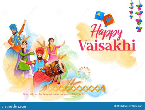 Happy Vaisakhi Punjabi Spring Harvest Festival Of Sikh Celebration