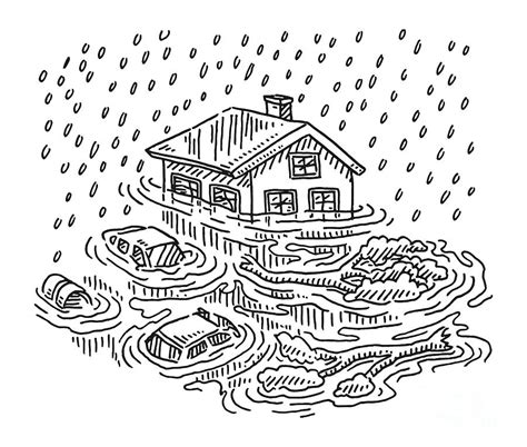 Heavy Rain Flooding Disaster Drawing Drawing By Frank Ramspott Fine