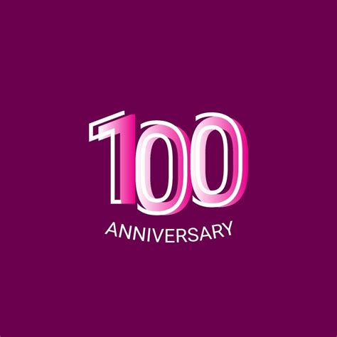 100 Years Anniversary Celebration Purple Line Vector Template Design