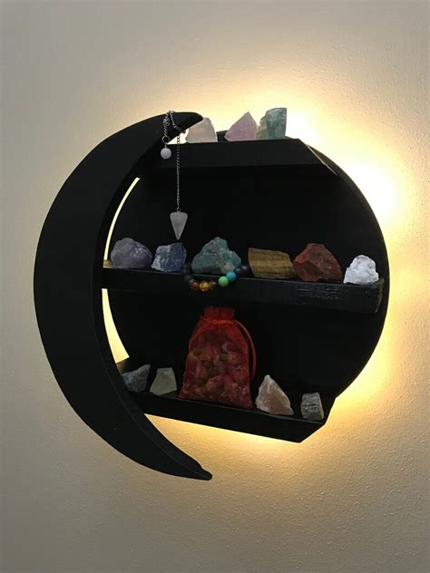 Moon Shelves Boho Decor Shelf For Crystal Moon Light Etsy