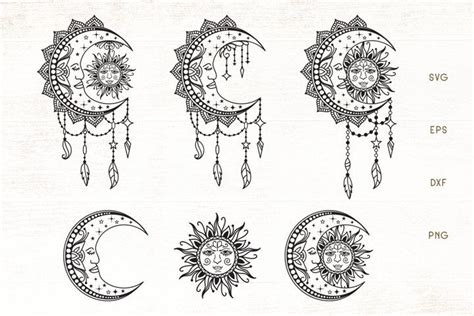Sun And Moon Zentangle Svg Mandala Moon Sun Svg Moon Tattoo