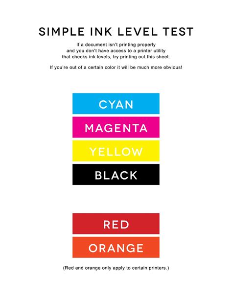 Print This Test Sheet If You Need To Check Ink Levels On Your Home