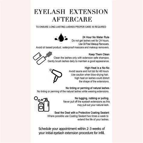 Eyelash Extension Aftercare Card Extensions Technician Etsy Australia