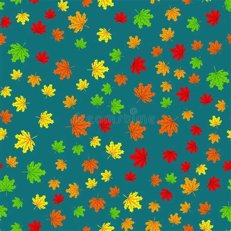 Autumn Seamless Leaf Fall Pattern With Maple Colorful Leaves Design