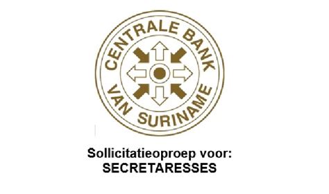 Sollicitatie Oproep Centrale Bank Logo Suriname Secretaresse De West