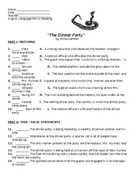 A colonial official and his wife are giving a large dinner party. "The Dinner Party" by Mona Gardner - Quiz by Johntry ...