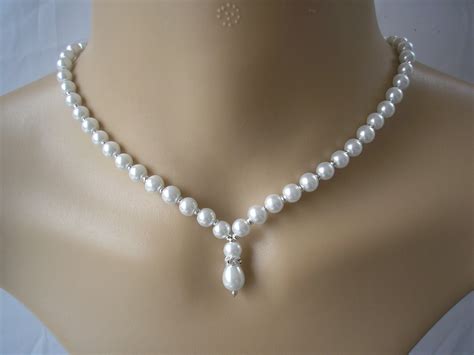 Pearl Drop Necklace Choose Ivory White Silver Gold Necklaces Etsy
