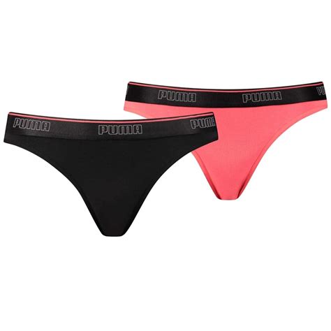 Puma Womens Cotton Modal Stretch 2 Pack Iconic Bikini Brief Pink Black