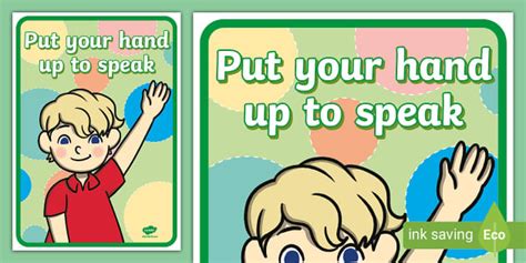 Put Your Hand Up To Speak Poster Teacher Made Twinkl