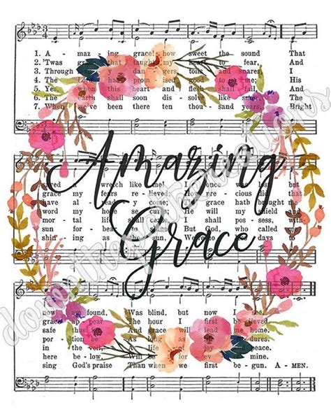 Printable Amazing Grace Hymn Art Sheet Music Instant Etsy Hymn Art