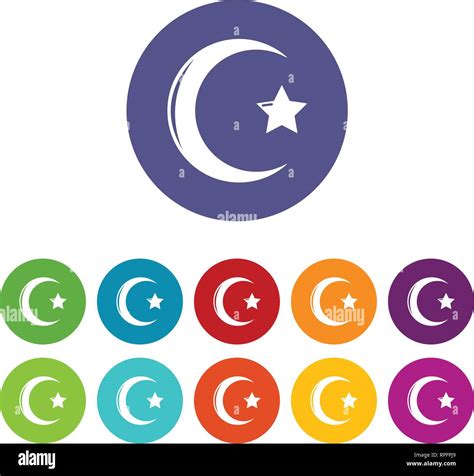 Star Crescent Symbol Islam Icons Set Vector Color Stock Vector Image