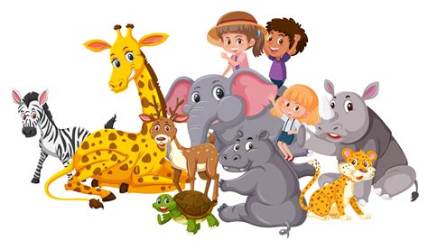 Wild Animals And Children 605574 Download Free Vectors Clipart