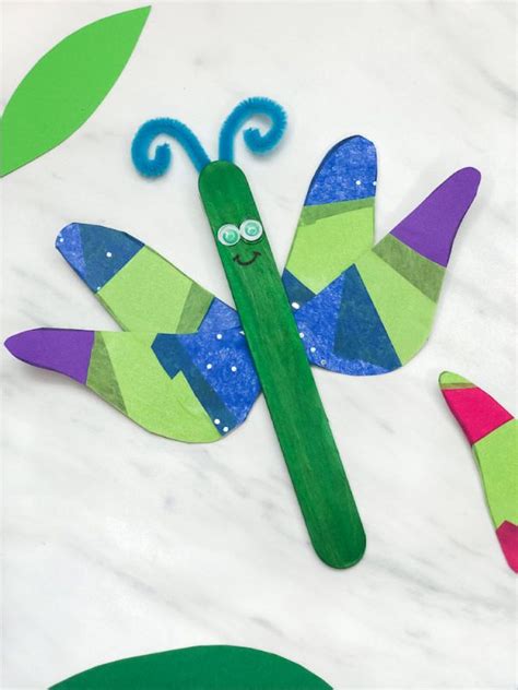 Popsicle Stick Dragonfly Craft For Kids Preschool Insects Crafts