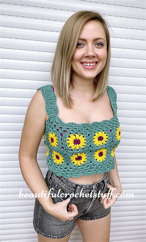 Crochet Sunflower Crop Top Free Pattern Beautiful Crochet Stuff