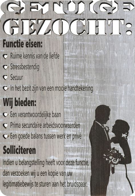 Getuige Gezocht houten kaart Bruiloft krant Bruiloft gastenboek Bruiloftsideeën