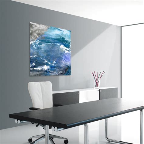 Glistening Tide B Frameless Free Floating Tempered Glass Panel