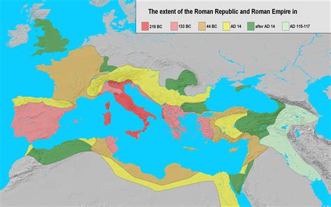 Evolution Of The Extent Of The Roman Republicempire Between 218 Bc And