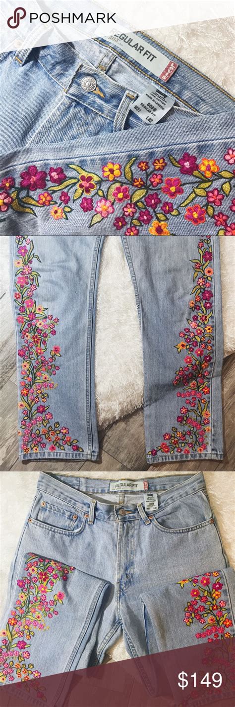 levi s floral embroidered denim high rise jeans embroidered denim levi clothes design
